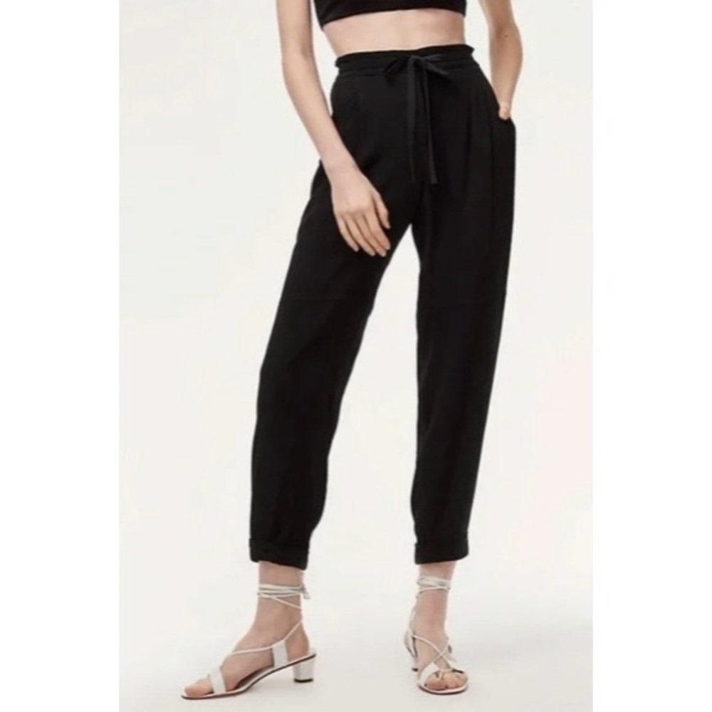 [Wilfred] Black Silk Marais Drawstring Trousers